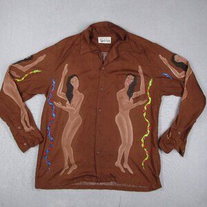 Wacko Maria Guilty Parties Shirt Men Large Brown Button Up AOP Snake Women Japan